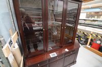 Lot 116 - DARK STAINED 6FT TALL x 6FT LONG WALL UNIT WITH CORNER END (VAT applicable)
