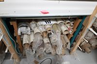 Lot 117 - CONTENTS OF PIGEON HOLE UNDER TABLE OF MIXED ROLLER BLIND FABRIC (VAT applicable)