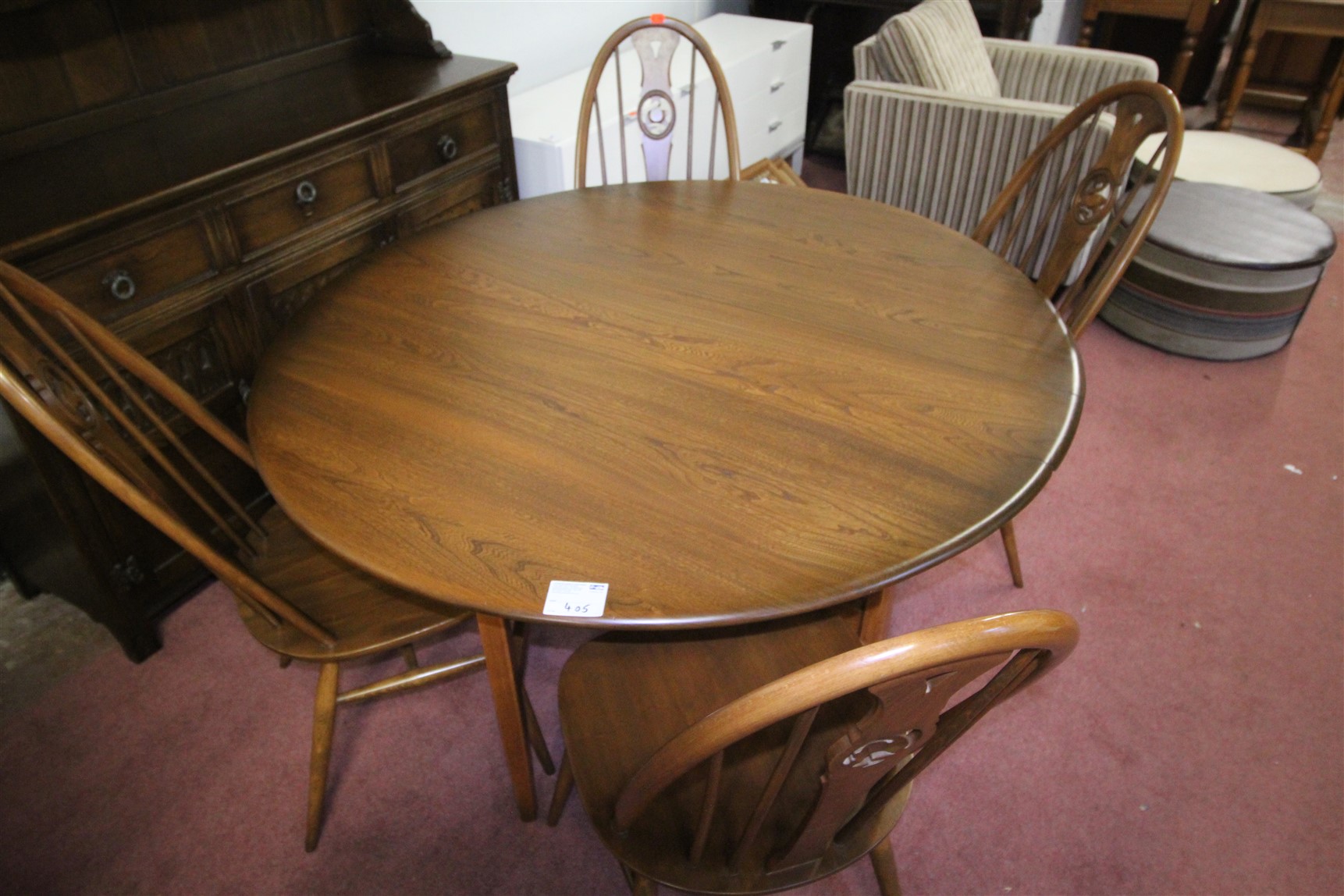 ERCOL TABLE AND CHAIRS £330