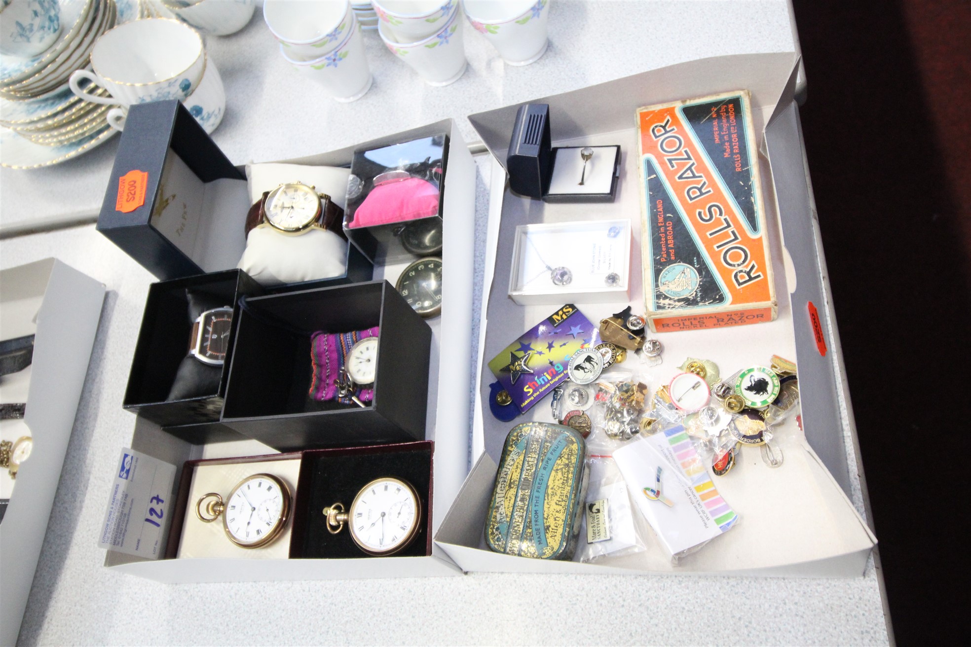 Lot 127 - 2x Boxes including Razor and Badges - £85